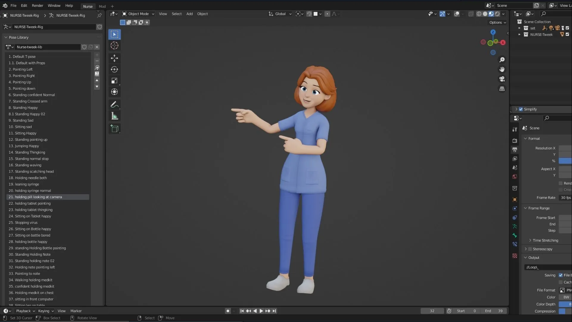 Cartoon Nurse Woman - Rigged in Blender with advanced face and body rigging system (Rigify)